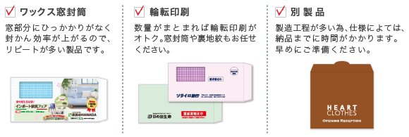 ワックス窓封筒・輪転印刷・別製品